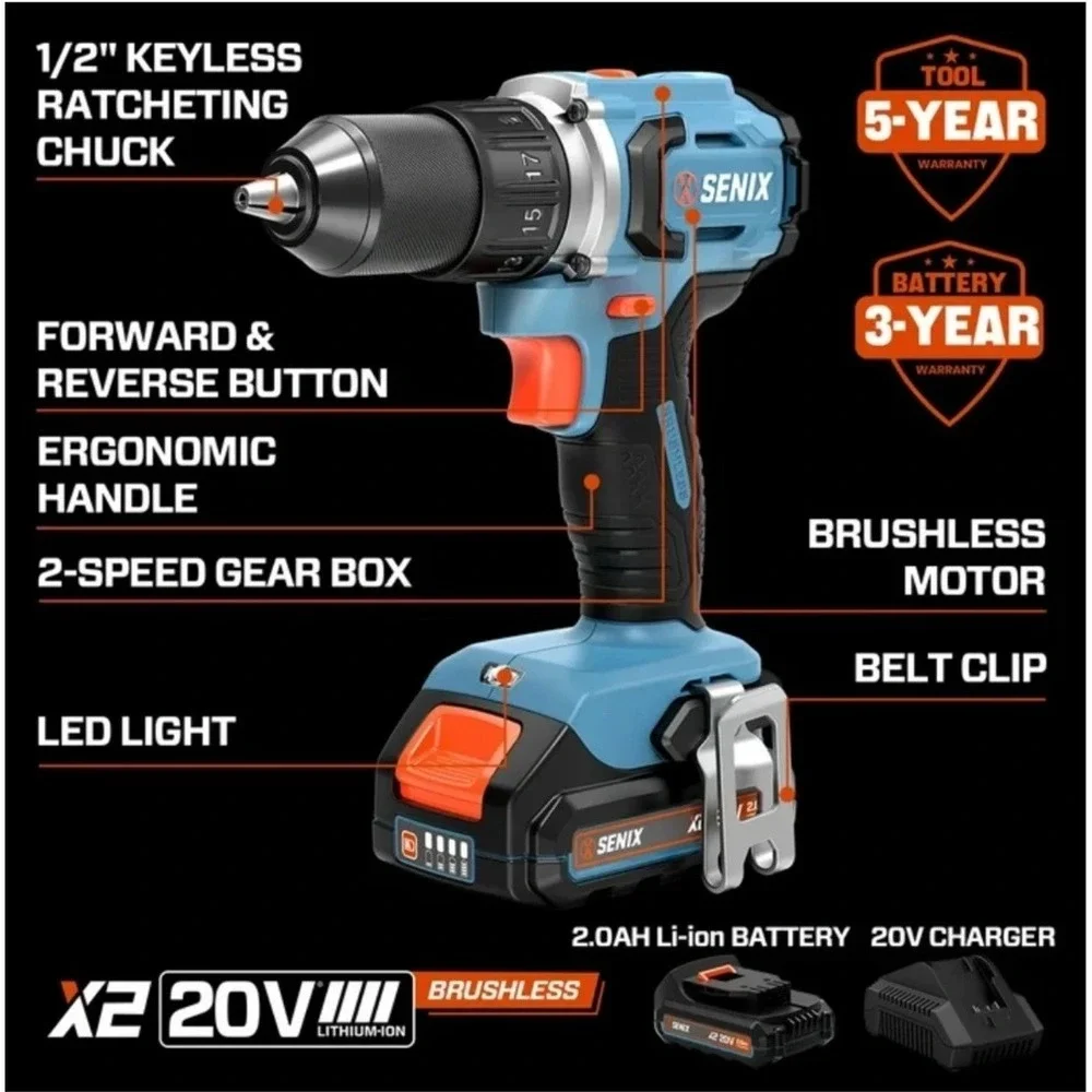 SENIX X2 20V Brushless Cordless 1/2